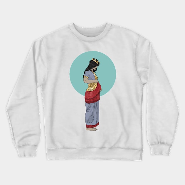 Pregnant Neo-Assyrian Princess (solar disk) Crewneck Sweatshirt by NikSwiftDraws